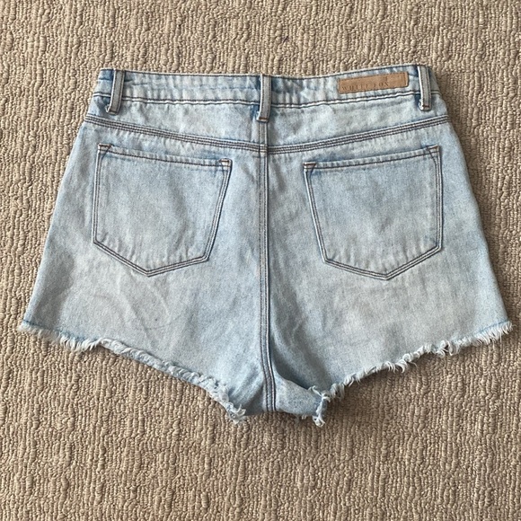 White Fox High Rise Cut Off Jeweled Bedazzled Rhinestone Denim Jean Shorts sz M - Picture 3 of 7